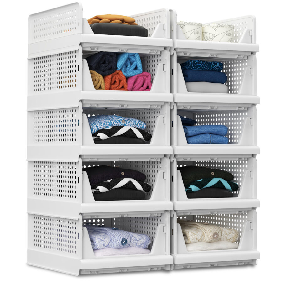 10 Pack Wardrobe Organiser with stackable drawers for efficient storage