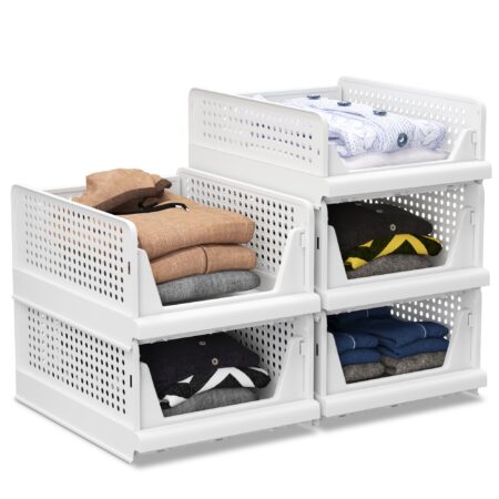 5 Pack Wardrobe Storage Organiser – Stackable and Durable Storage Solution for Clothes.