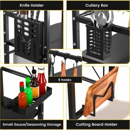 3-Tier Black Kitchen Shelf Storage Organiser - Image 2
