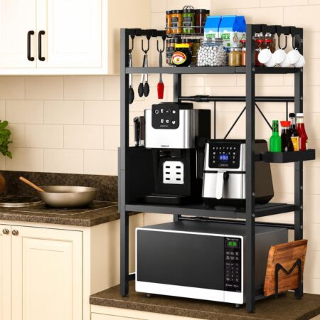 3-Tier Black Kitchen Shelf Storage Organiser - Image 3