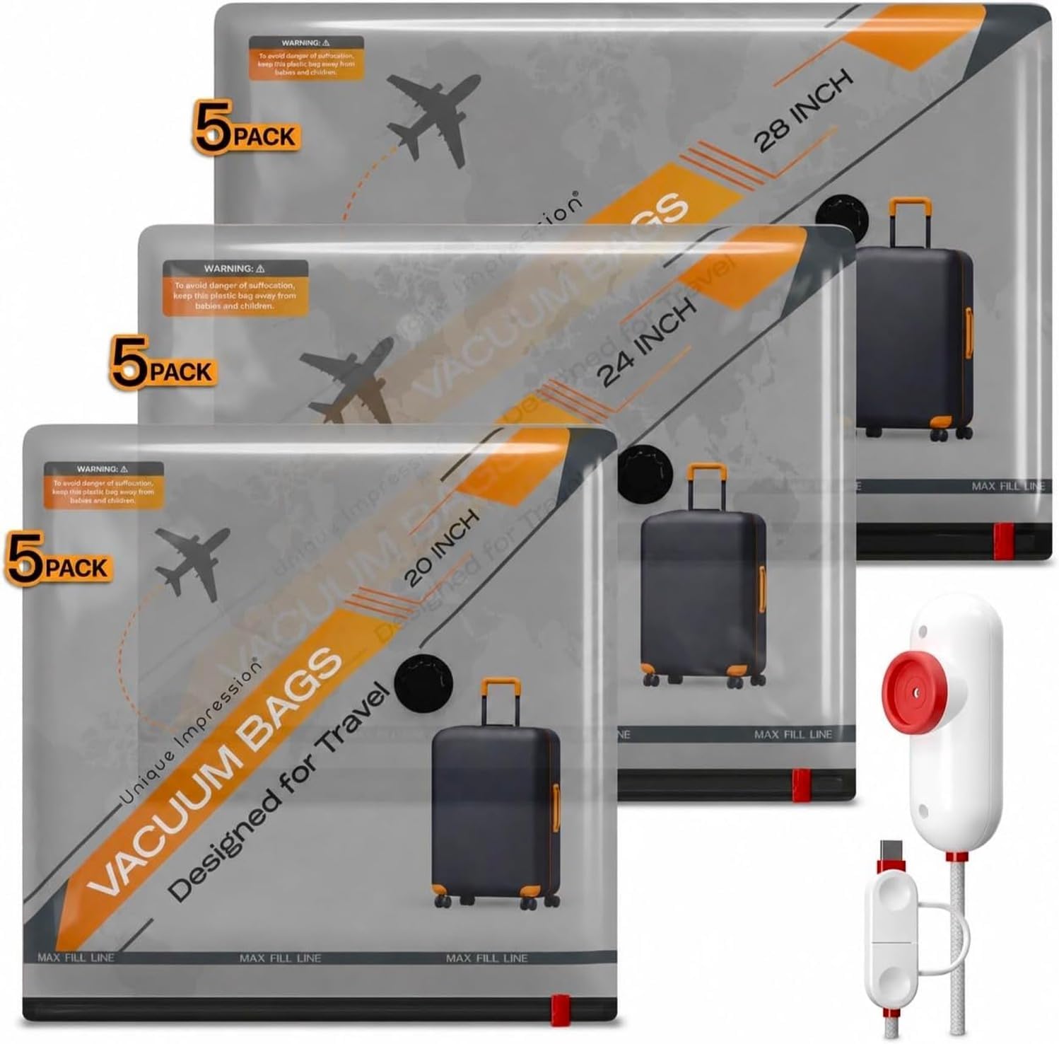 15 Pack Reusable Vacuum Space Saving Storage Bags