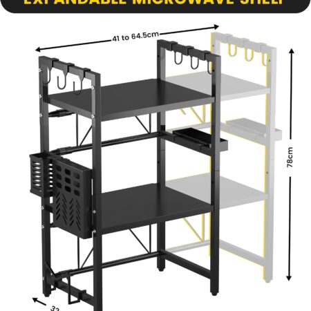 3-Tier Black Kitchen Shelf Storage Organiser - Image 5