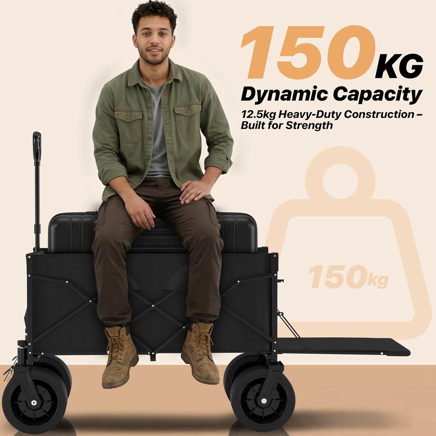 300L Foldable Wagon Collapsible Cart Beach Trolley - Image 2