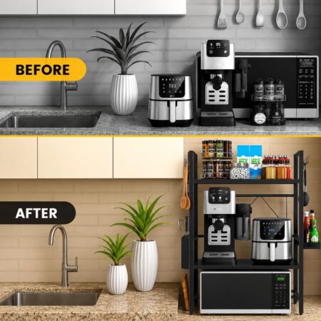 3-Tier Black Kitchen Shelf Storage Organiser - Image 6