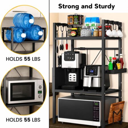3-Tier Black Kitchen Shelf Storage Organiser - Image 7