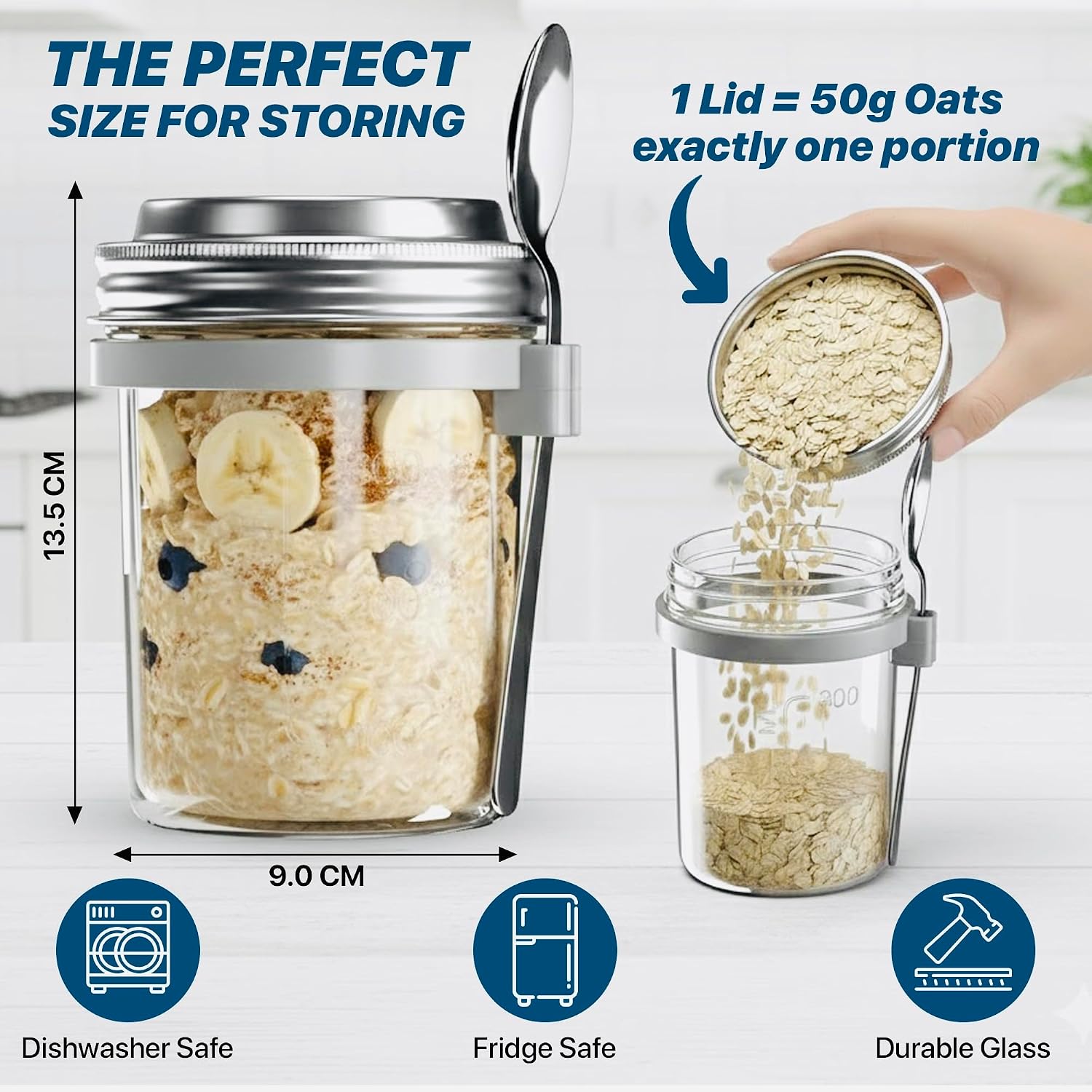4-Pack 480ml Stainless Steel Leakproof Glass Breakfast Jar Set - Image 4