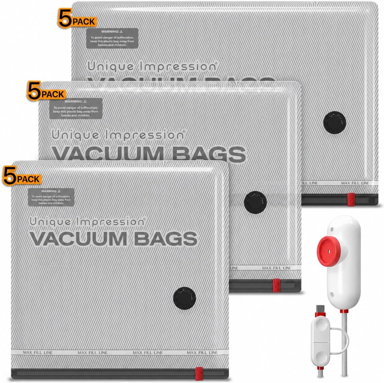 15 Pack Reusable Vacuum Travel Storage Bags - Image 4