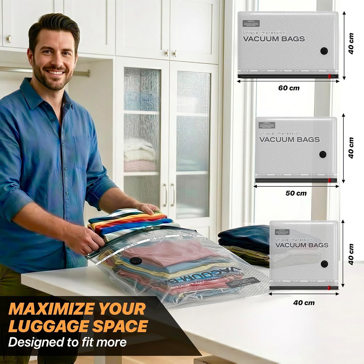15 Pack Reusable Vacuum Travel Storage Bags - Image 5