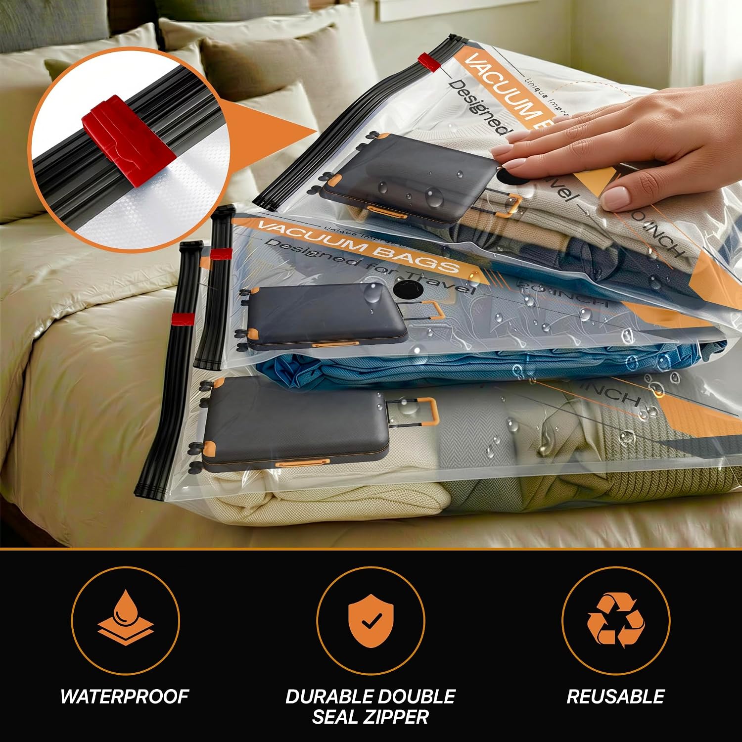 15 Pack Reusable Vacuum Storage Travel Bags - Image 5
