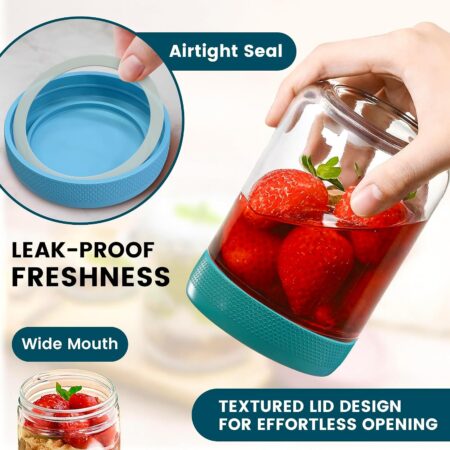 480ml 6-Pack Glass Jars with Airtight Leakproof Lids - Image 5