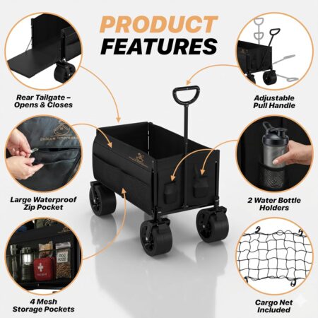 300L Foldable Wagon Collapsible Cart Beach Trolley - Image 3