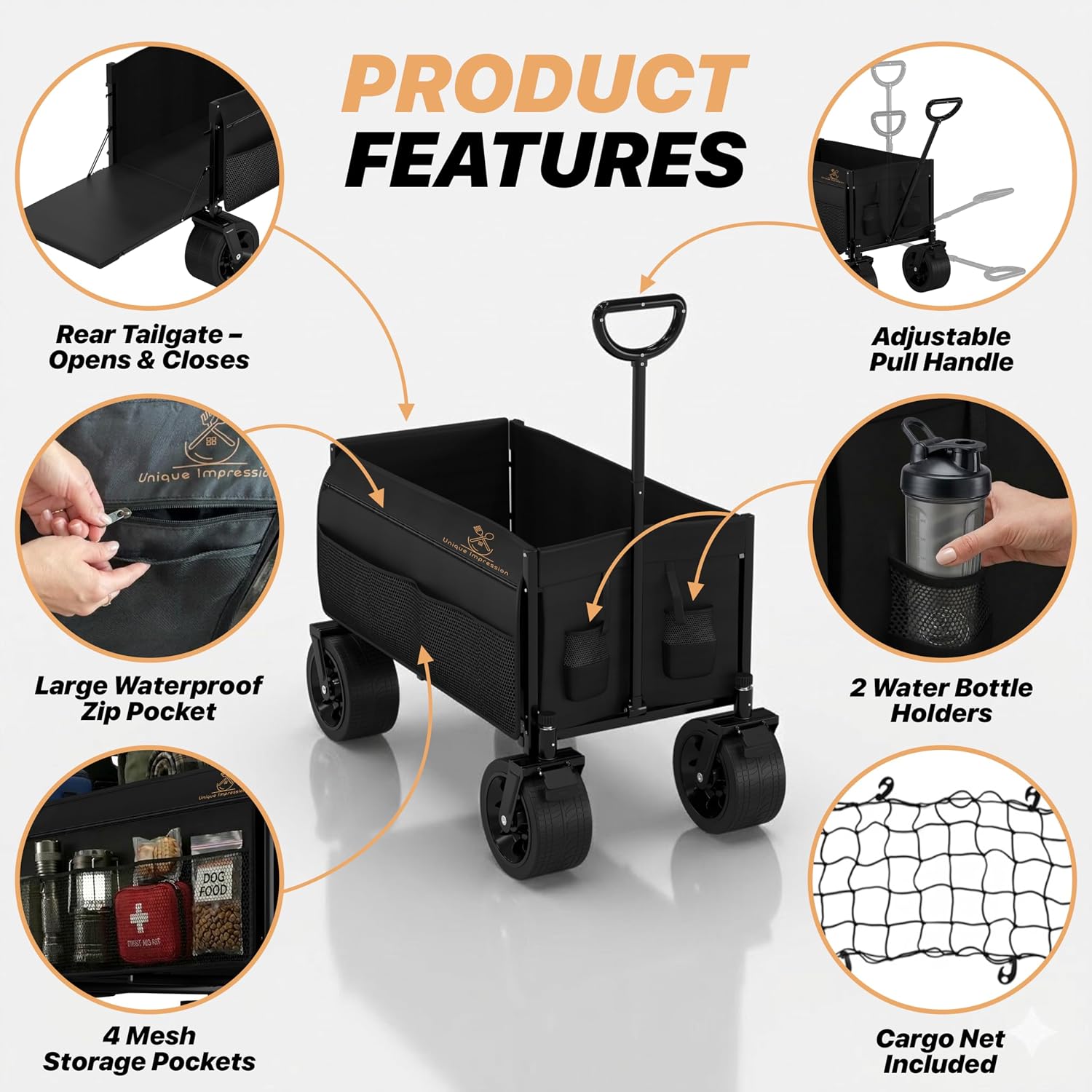 300L Foldable Wagon Collapsible Cart Beach Trolley - Image 3