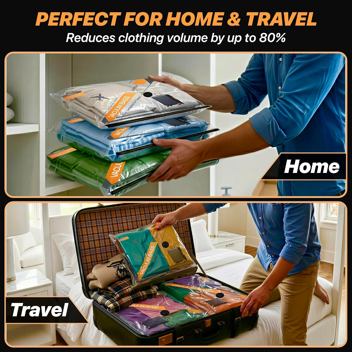 15 Pack Reusable Vacuum Travel Storage Bags - Image 5