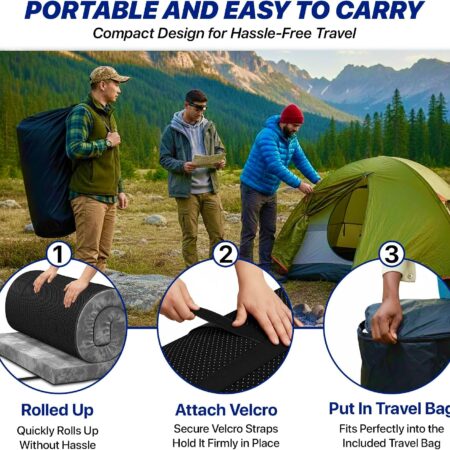 Portable Single Foldable Gel Memory Foam Floor Mattress - Image 3
