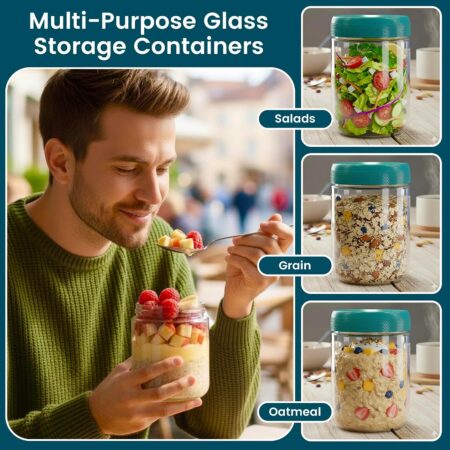 480ml 6-Pack Glass Jars with Airtight Leakproof Lids - Image 3