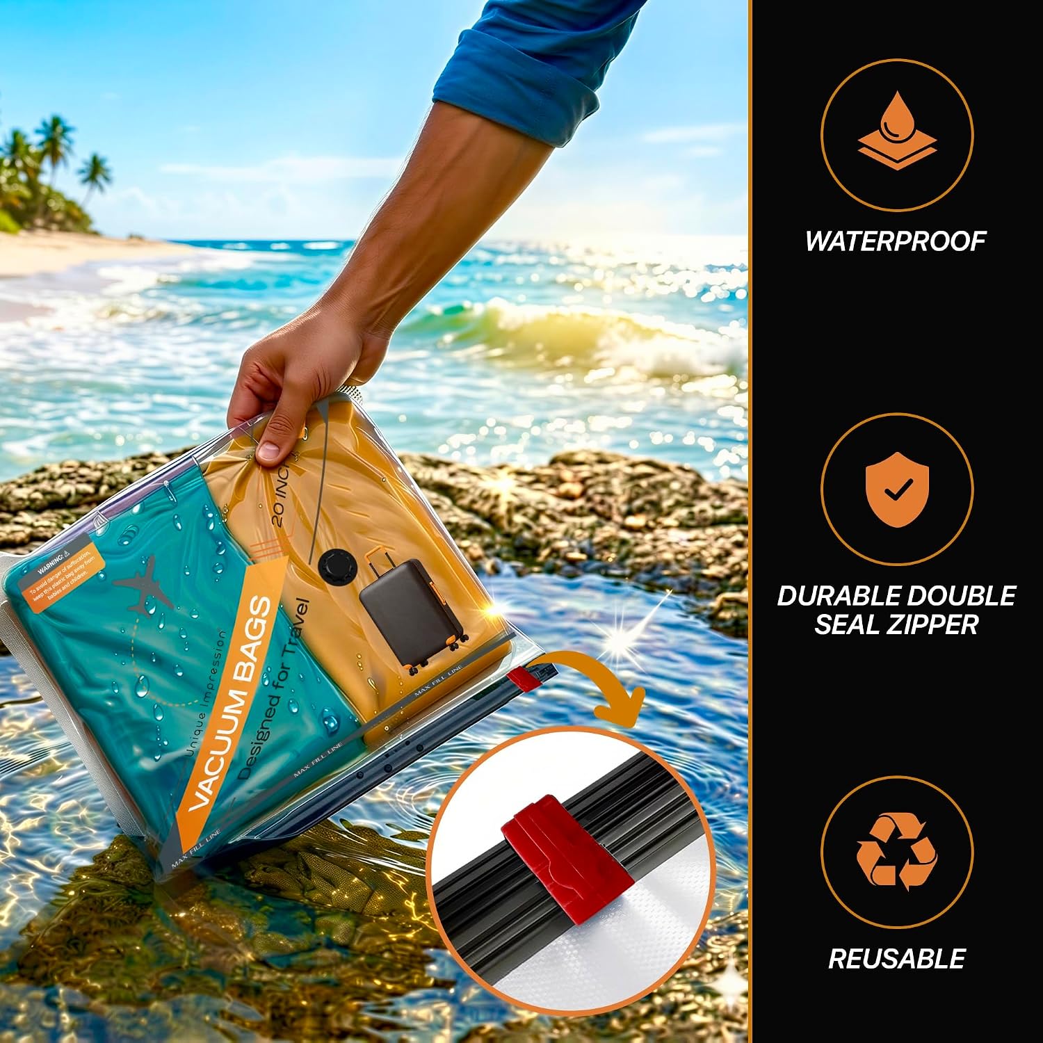 15 Pack Reusable Vacuum Travel Storage Bags - Image 4