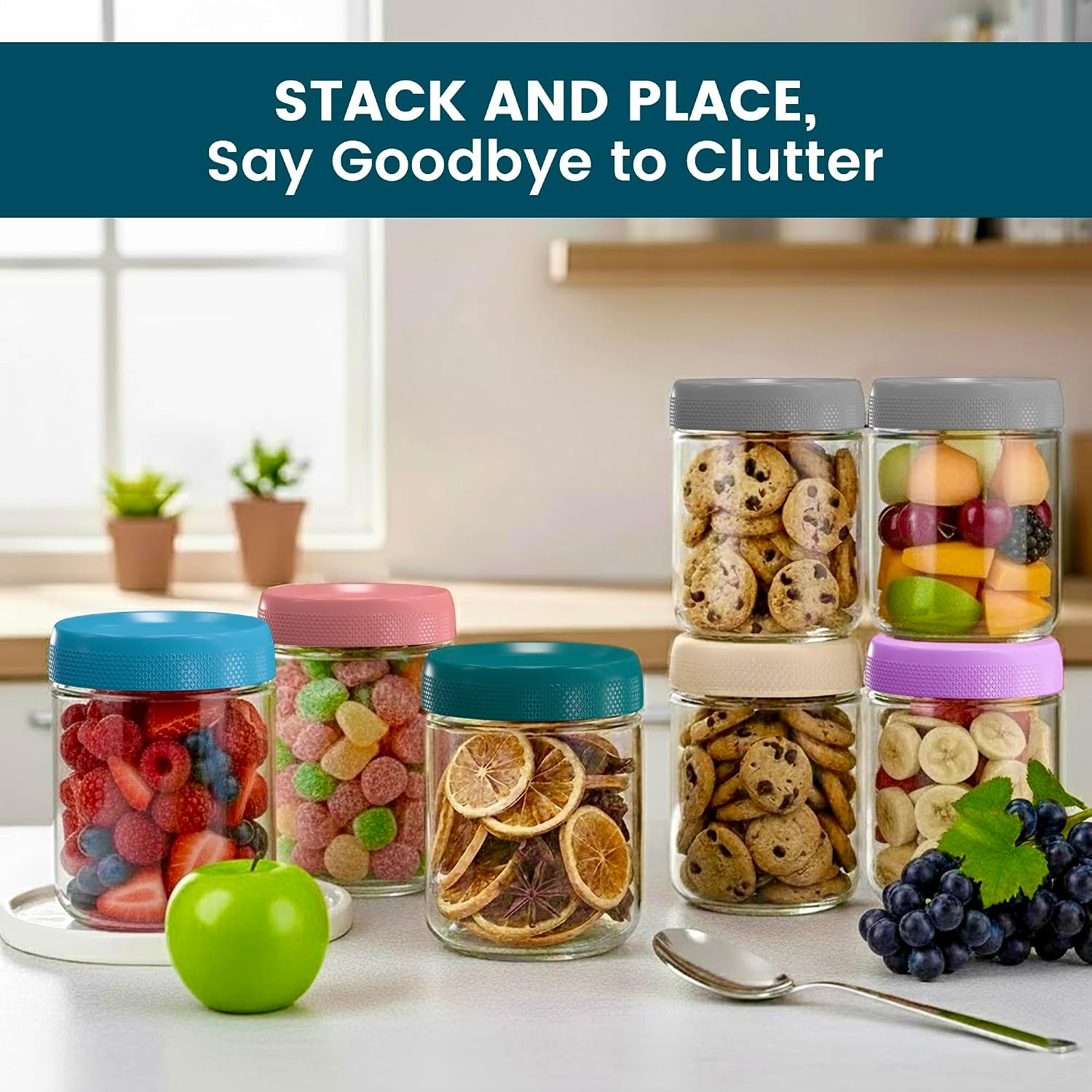 480ml 6-Pack Glass Jars with Airtight Leakproof Lids - Image 7