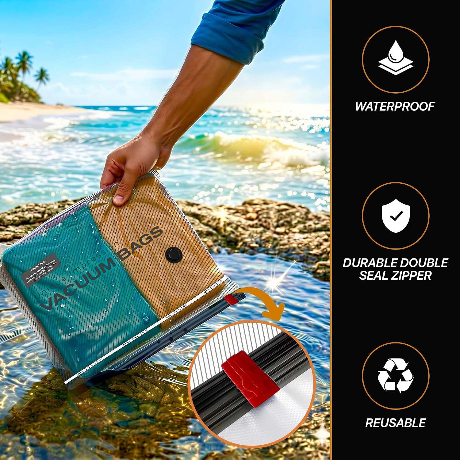 15 Pack Reusable Vacuum Travel Storage Bags - Image 6