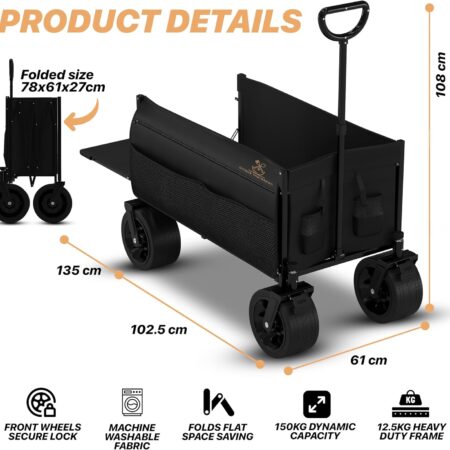 300L Foldable Wagon Collapsible Cart Beach Trolley - Image 4