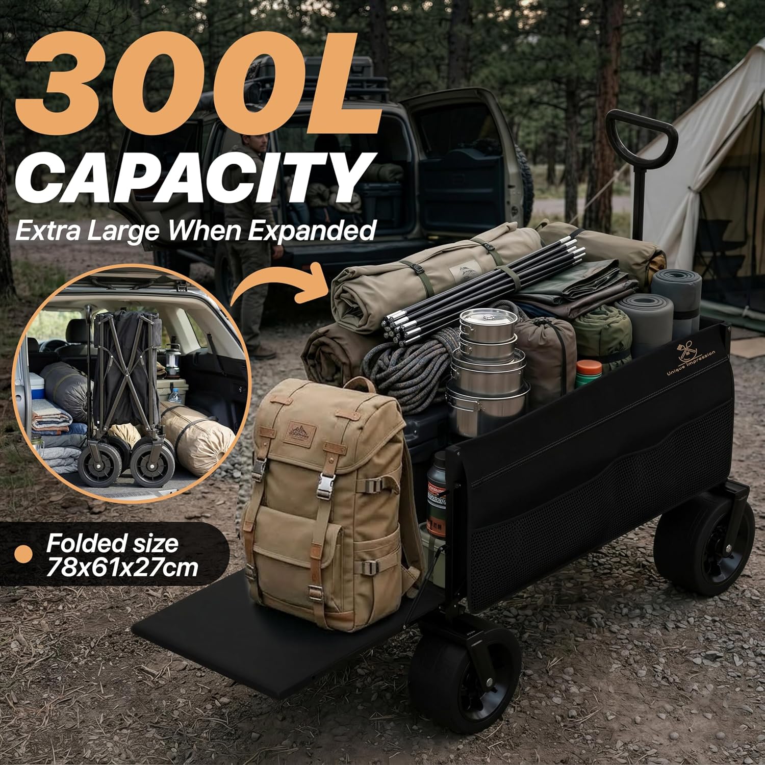 300L Foldable Wagon Collapsible Cart Beach Trolley - Image 6